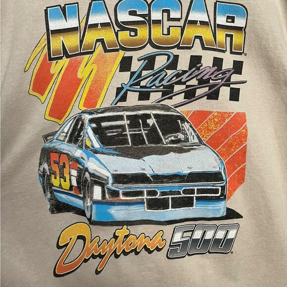 NASCAR Racing Tee Stone Washed Sand Short Sleeve Crew Neck Unisex‎ Large - Picture 5 of 10